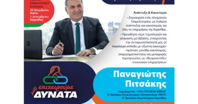 10 Βασικές Δεσμεύσεις του Προγράμματος Πιτσάκη που θα Αλλάξουν τον Χάρτη της Επιχειρηματικότητας στην Κορινθία